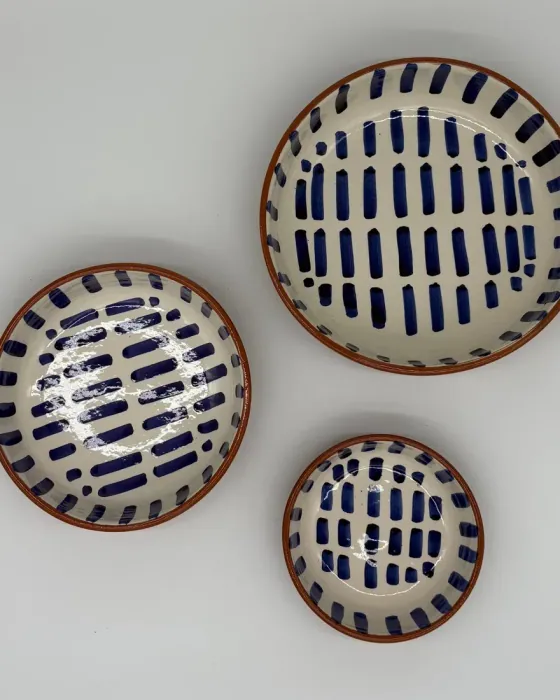 Lot de 3 assiettes creuses — Décor rayon