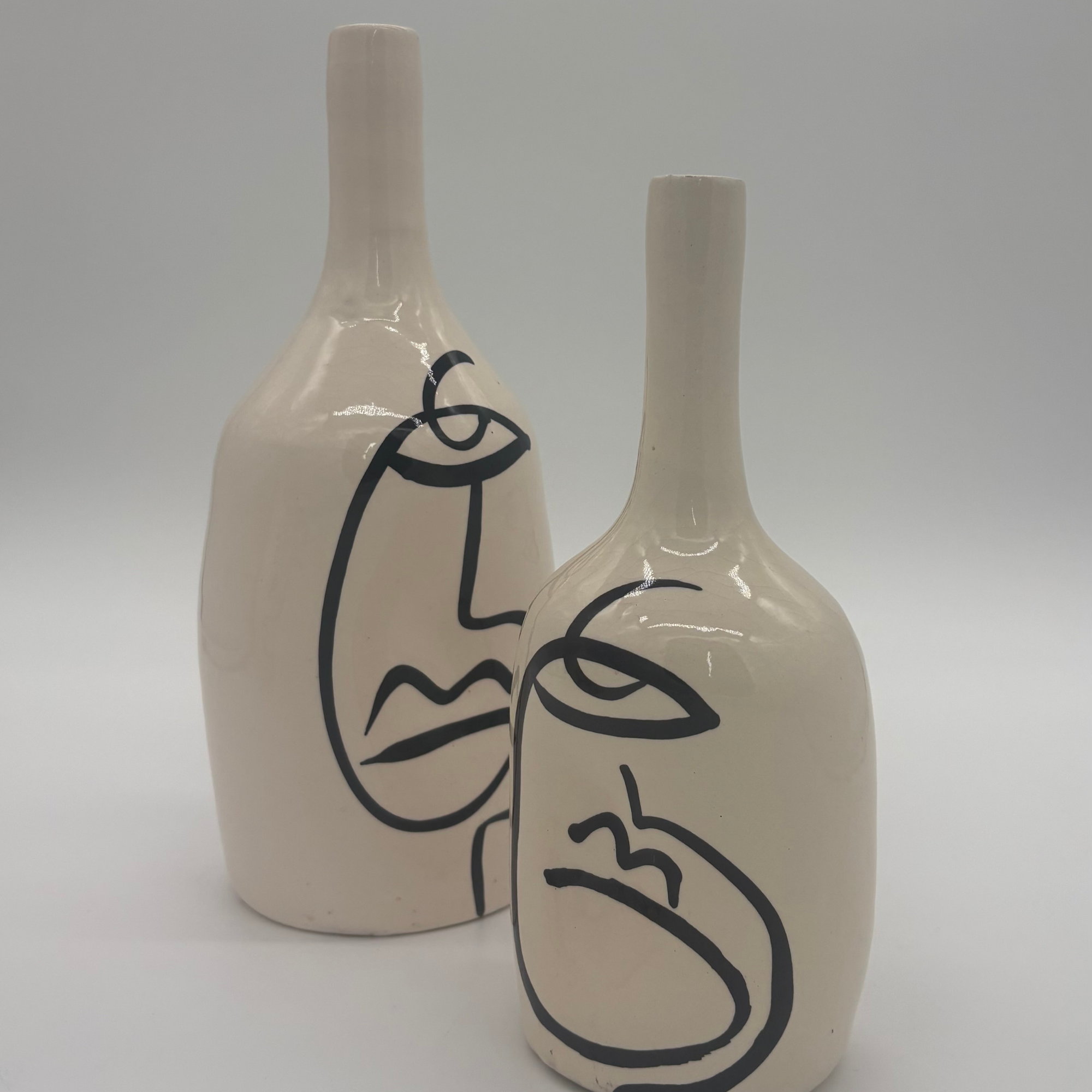 Lot de 2 vases visage